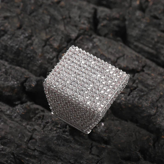 Custom 925 Sterling Silver Prong Setting Mens Luxury Hip Hop Iced Out Round Cut VVS Lab Grown Ring For Men