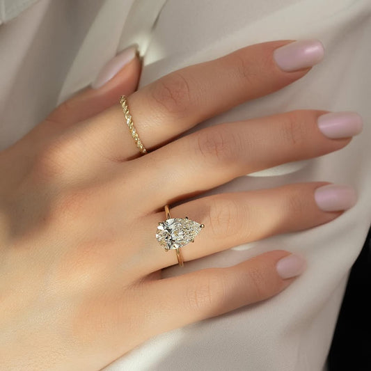4.00 CT Pear Shaped Moissanite Engagement Ring Gift For Her