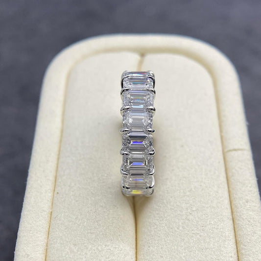 Emerald Cut Wedding Bridal Band With Moissanite Diamonds