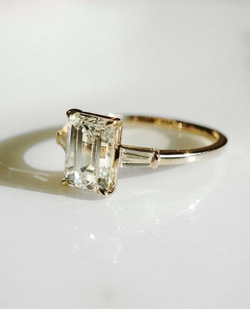 New Emerald Cut Moissanite Diamond Engagement Ring For Women