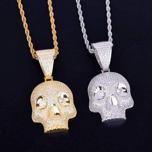 Skull Hip Hop Moissanite Pendant  Fully Studded By Round Cut Diamonds In 925 Sterling Silver