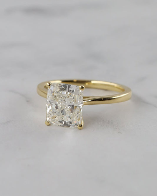 Radiant Cut Solitaire 4 Prong Set Engagement Ring For Women