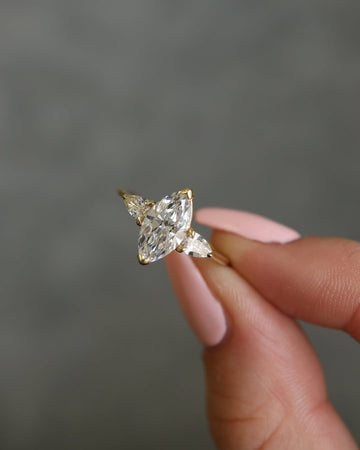 New Three Stone Marquise Cut vvs Moissanite Engagement Ring