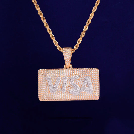Moissanite Diamond Necklace 925 Sterling Silver Jewelry Men's Visa Custom pendant For Men