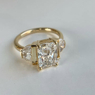 Radiant Cut Three Stone Moissanite Rings For Women