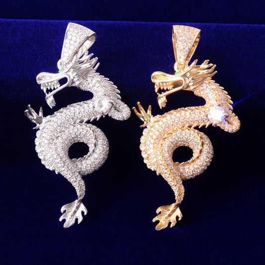 New Iced out Zircon Dragon Pendant Moissanite vvs Diamonds Studded In 925 Sterling Silver