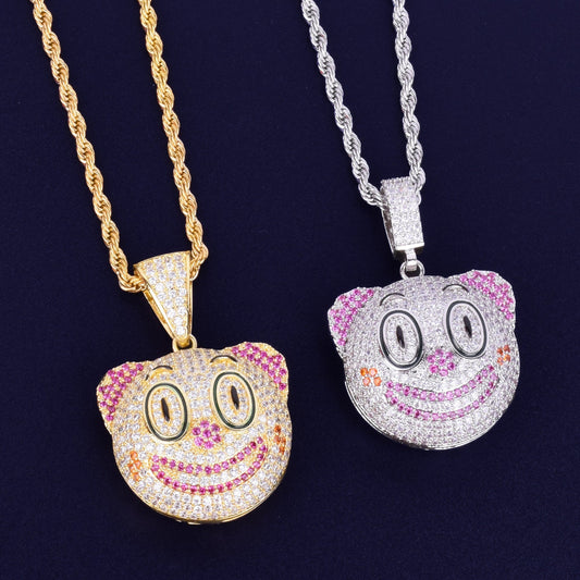 Sterling Silver Hip Hop Joker Face Pendant Bust Down With Round Cut Moissanite vvs Clarity Diamonds
