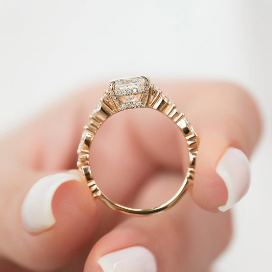 Radiant Cluster Ring For Women In 10K 14K 18K Gold 925 Silver