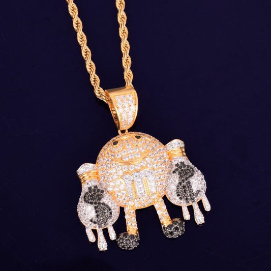 Hand Holding Dollar Pouch Dripping Pendant  Hip Hop 925 Sterling Silver Moissanite Diamond