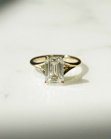 Prong Set Women's Wedding Emerald Cut Diamond Solitaire Ring