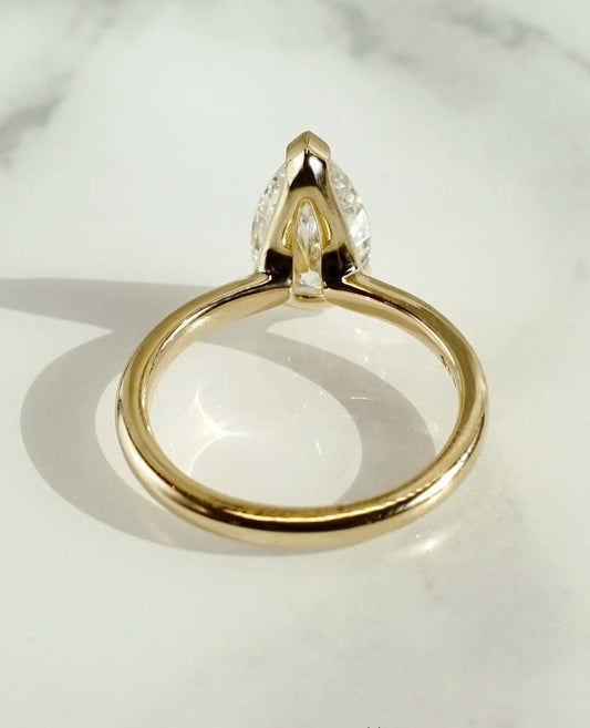 Bezel Set Moissanite Pear Cut vvs1 Diamond Engagement Ring
