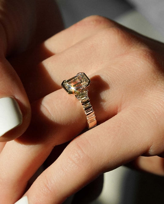 Moissanite Emerald Cut Diamond Engagement Rings For Women