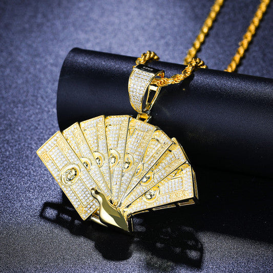 Moissanite Diamond Studded Money Spread Hip Hop Pendant In vvs Clarity