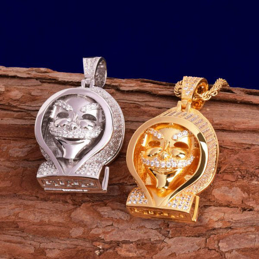 Hip Hop Iced Out  Moissanite Diamond Grim Reaper Retro Punk Pendant by swandiamond