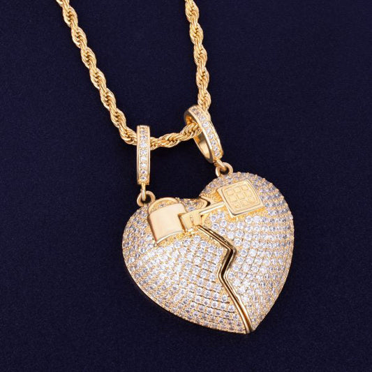 Luxury in Love Custom Heart Moissanite Pendant Iced-Out for Couples
