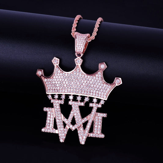 King Crown MW Moissanite Diamond Necklace Hip Hop Pendant  For Men