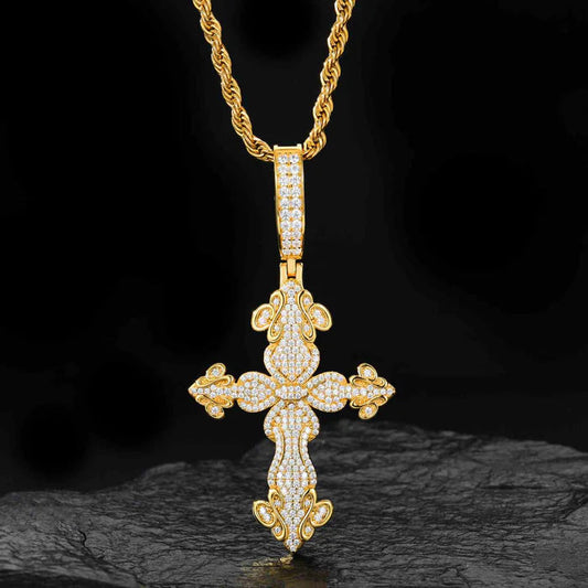 Custom Moissanite Diamond Cuban Cross Pendant by swandiamond