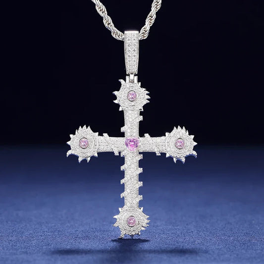 Hip Hop GRA Bling D Color Moissanite Diamond Tester Wrapped Cross Pendant For Men