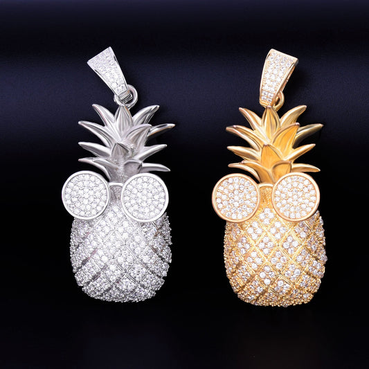 Rose Gold Silver Pineapple Hip Hop Pendant Chain Necklace by swandiamond