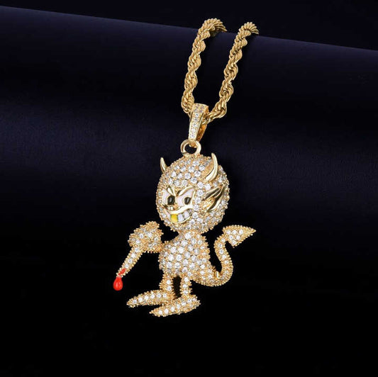 Sterling Silver 925 Luxury Iced  Moissanite Custom  Demon Devil Pendant