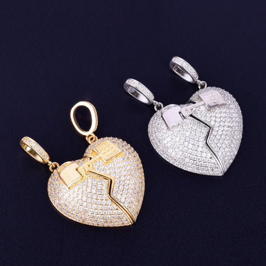 Luxury in Love Custom Heart Moissanite Pendant Iced-Out for Couples