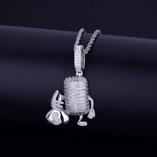 Handmade Gemstone Jewelry Microphone Doller Bag Moissanite Pendant For Woman And Man