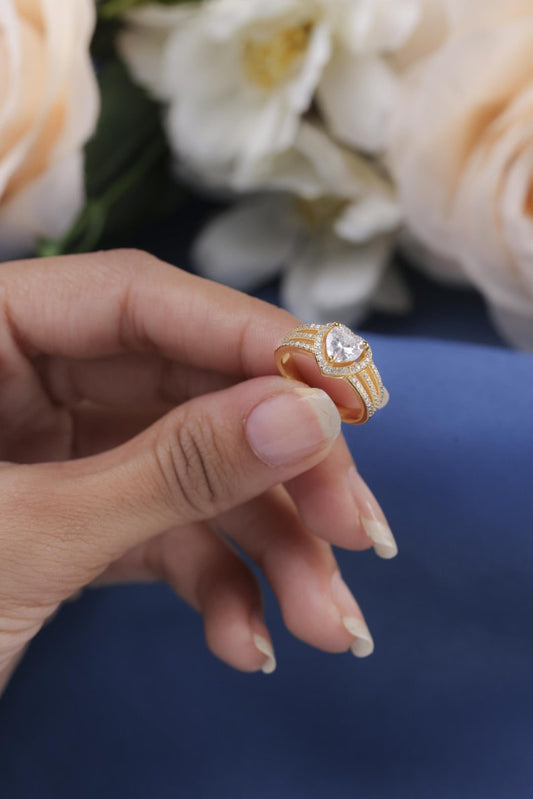 Vintage 1.00CT Heart cut Moissanite Engagement ring