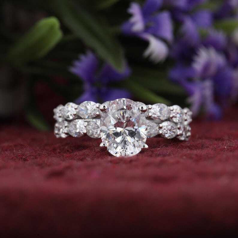 2.50 CT Oval Moissanite Bridal Ring Set