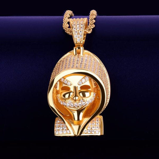 Hip Hop Iced Out  Moissanite Diamond Grim Reaper Retro Punk Pendant by swandiamond