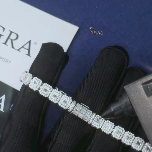 Luxury Emerald and Baguette Cut Diamond Tennis Bracelet in White Gold Sparkling Natural Diamond Jewelry Sophisticated Gift for Her swandiamond