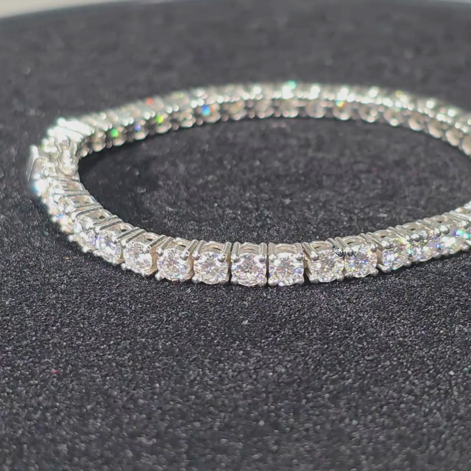 Double Row Round Cut Diamond Tennis Bracelet in Silver with Sparkling Natural Stones Luxury Statement Jewelry Gift for Him or Her swandiamond