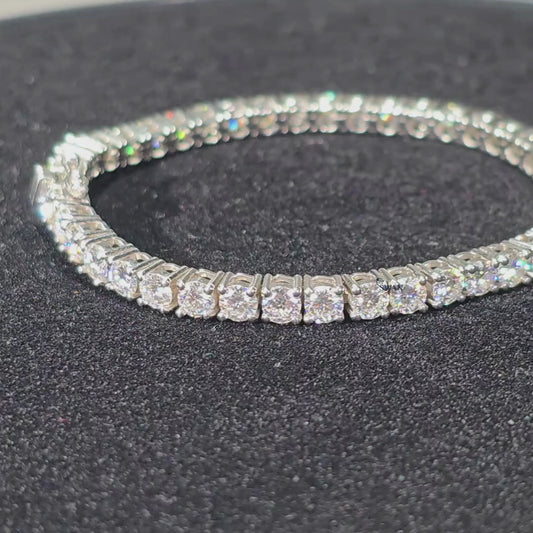 Double Row Round Cut Diamond Tennis Bracelet in Silver with Sparkling Natural Stones Luxury Statement Jewelry Gift for Him or Her swandiamond