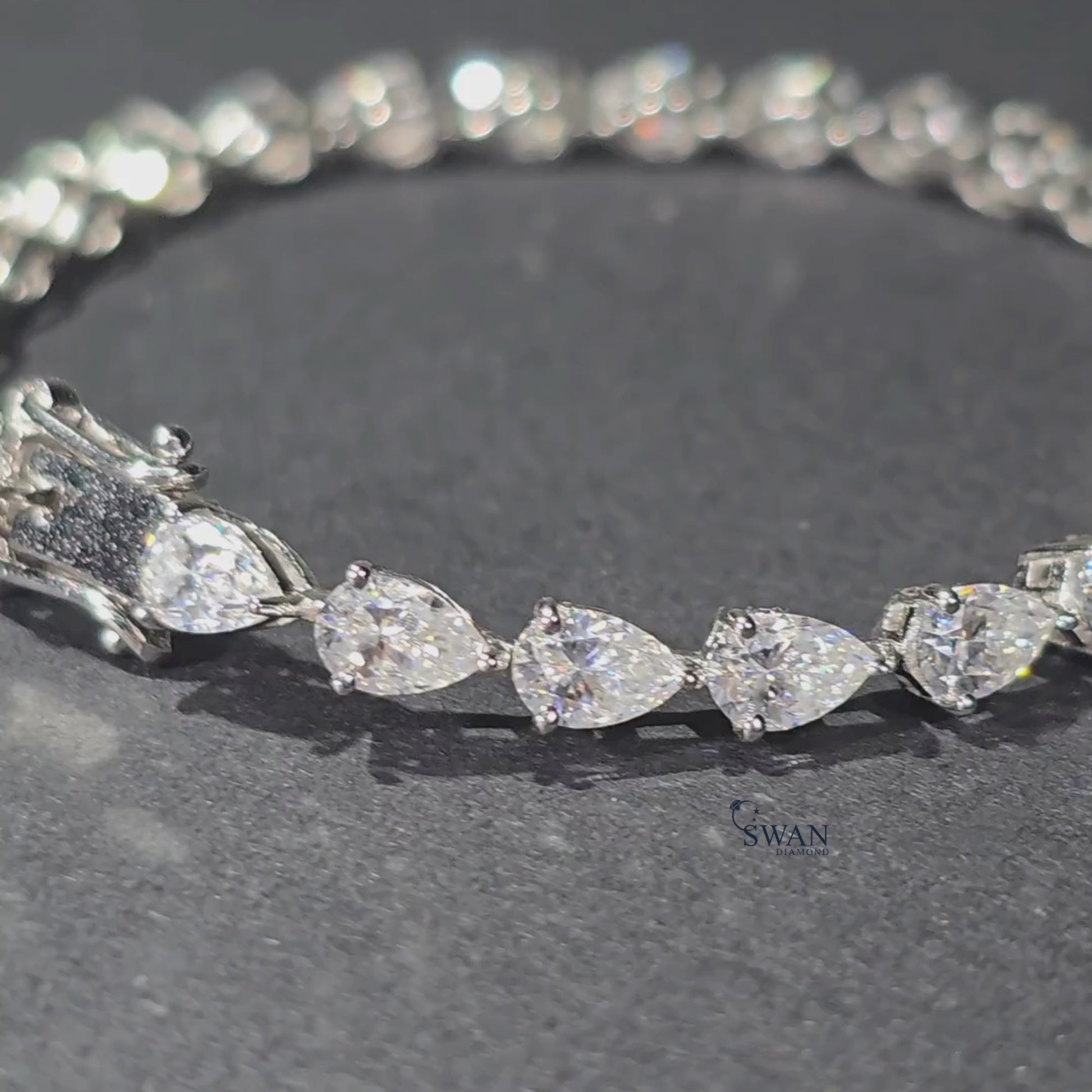 Elegant Pear Cut Diamond Tennis Bracelet in Silver with Sparkling Natural Stones Timeless Luxury Jewelry Gift for Her or Him swandiamond