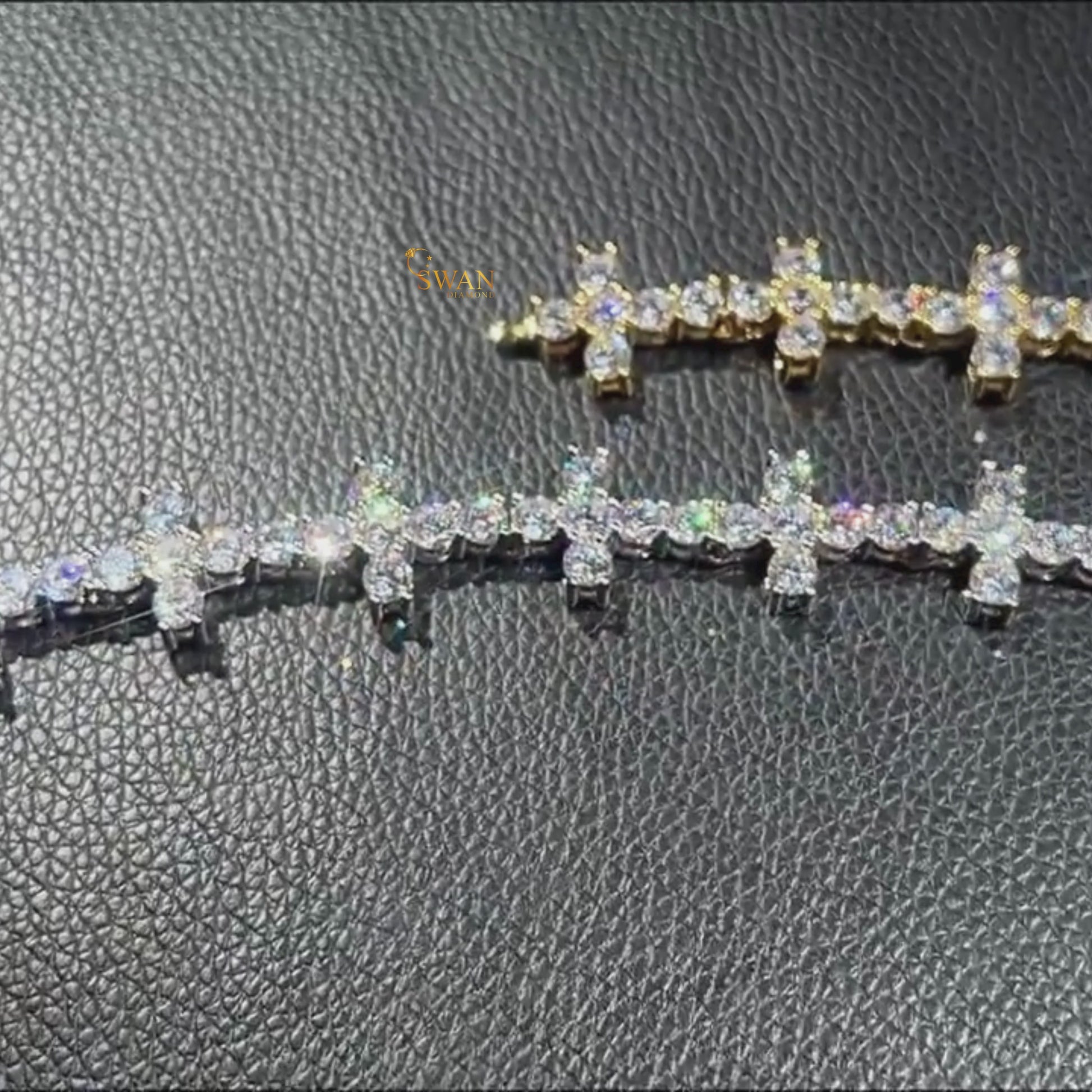 Unique Cross Cluster Diamond Luxury Tennis Necklace in White Gold Modern Statement Jewelry for Men and Women swandiamond