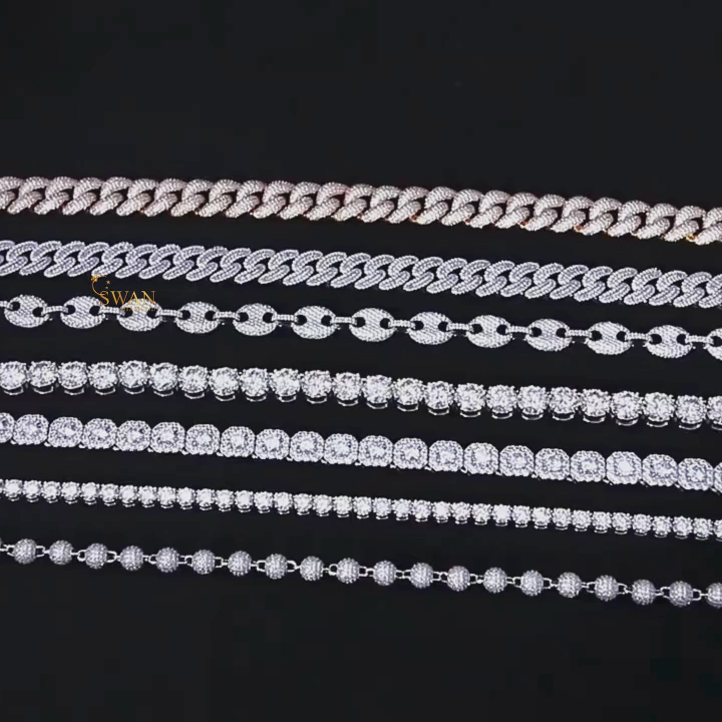 Two Tone Rose Gold and Silver Diamond Cross Link Bracelet Iced Out Luxury Hip Hop Jewelry High Quality Statement Piece for Men and Women swandiamond