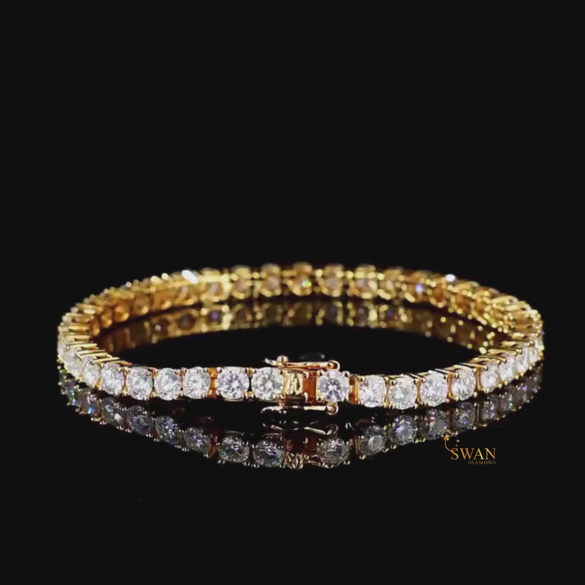 Classic Round Cut Diamond Tennis Bracelet in Yellow Gold Sparkling Natural Diamond Jewelry Elegant Timeless Luxury Gift for Her swandiamond