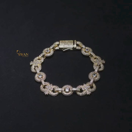 Luxury Diamond Circle Link Bracelet Iced Out Gold and Silver Statement Jewelry for Men and Women swandiamond
