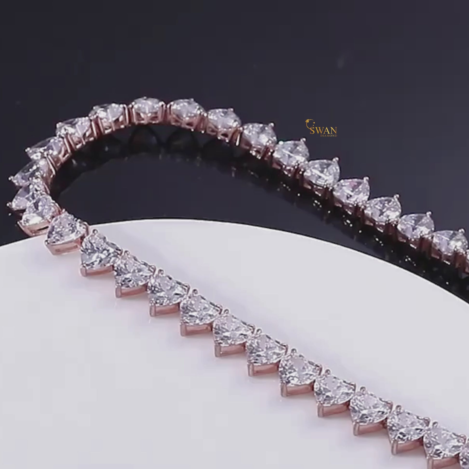 Romantic Heart Cut Diamond Tennis Necklace Rose Gold Elegant Statement Jewelry for Men and Women Anniversary Luxury Gift swandiamond
