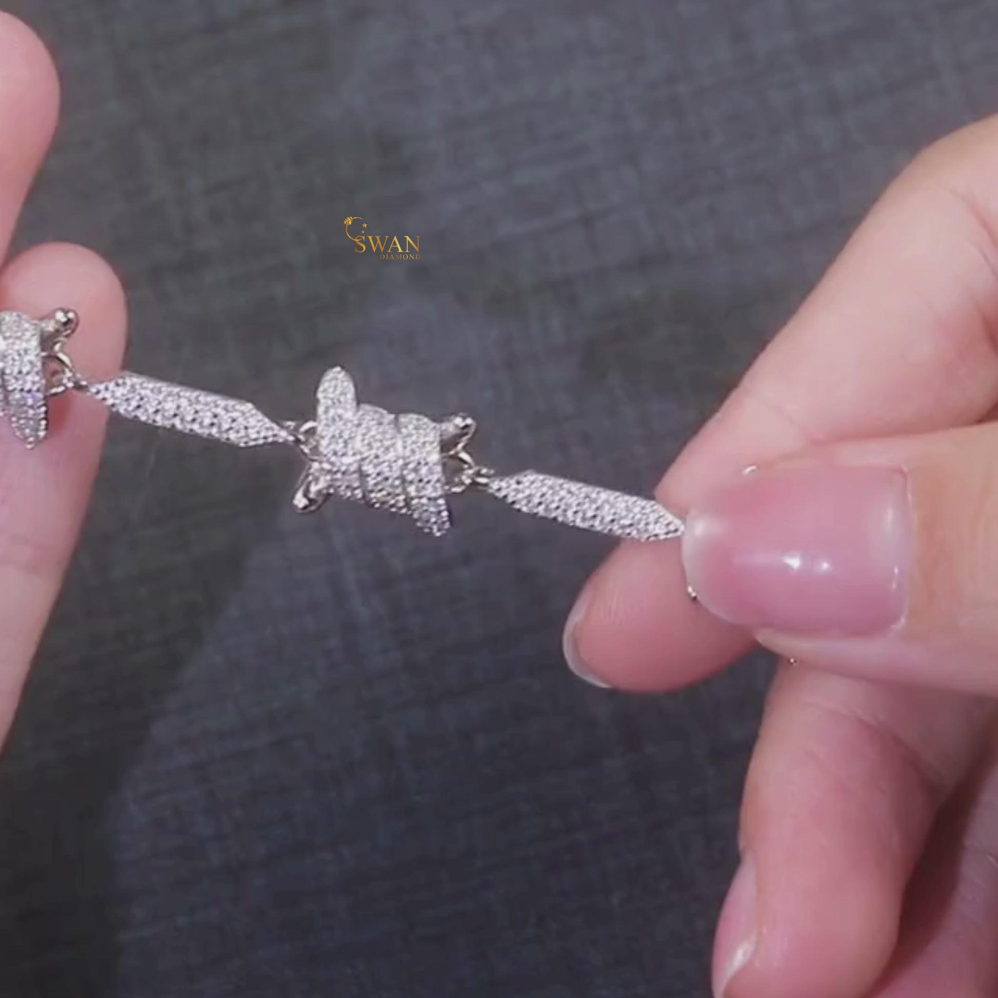 Stylish Diamond Barbed Wire Link Bracelet Luxury Iced Out Statement Jewelry with Handcrafted Natural Diamonds swandiamond
