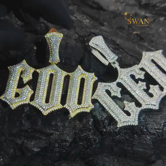 Custom Luxury Hip Hop CEO and GOD Pendant Fully Iced Out in Gold and Silver with VVS Moissanite Diamonds Necklace for Men swandiamond