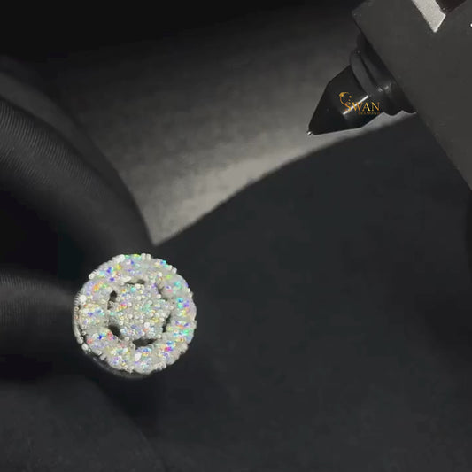 Iced Out Round Cluster Hip Hop Ring & Diamond Silver Bling Statement Jewelry for Rappers Bosses and Streetwear Kings SwanDiamond