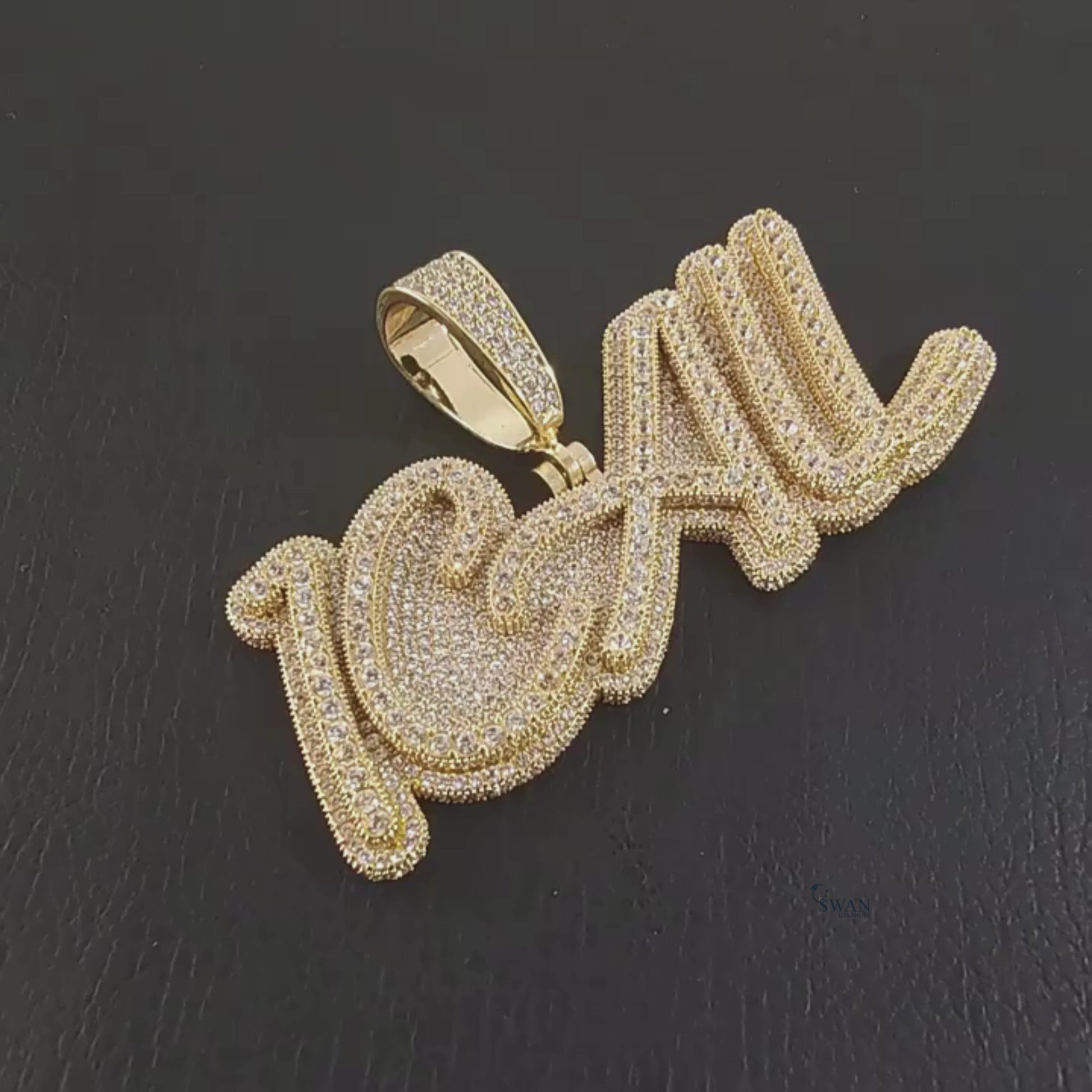 Hip Hop Custom CAL Name Pendant in Gold Fully Iced Out with VVS Moissanite Diamonds Luxury Personalized Jewelry Necklace for Men swandiamond