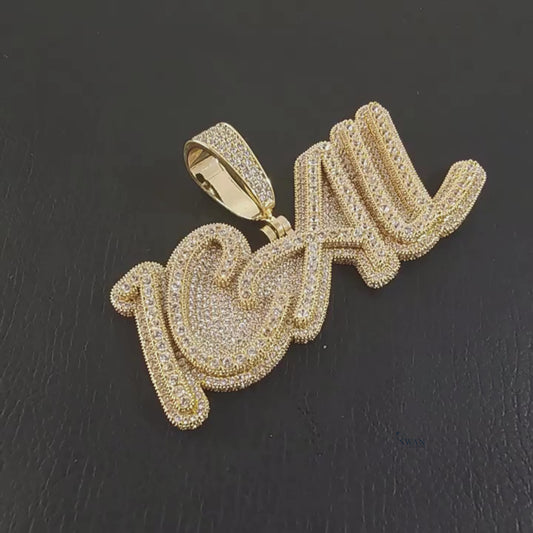 Hip Hop Custom CAL Name Pendant in Gold Fully Iced Out with VVS Moissanite Diamonds Luxury Personalized Jewelry Necklace for Men swandiamond