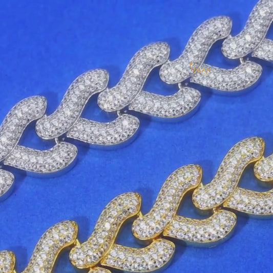 Diamond Cuban Bracelet Iced Out Link Jewelry in Yellow Gold and Silver with Sparkling Natural Diamonds swandiamond