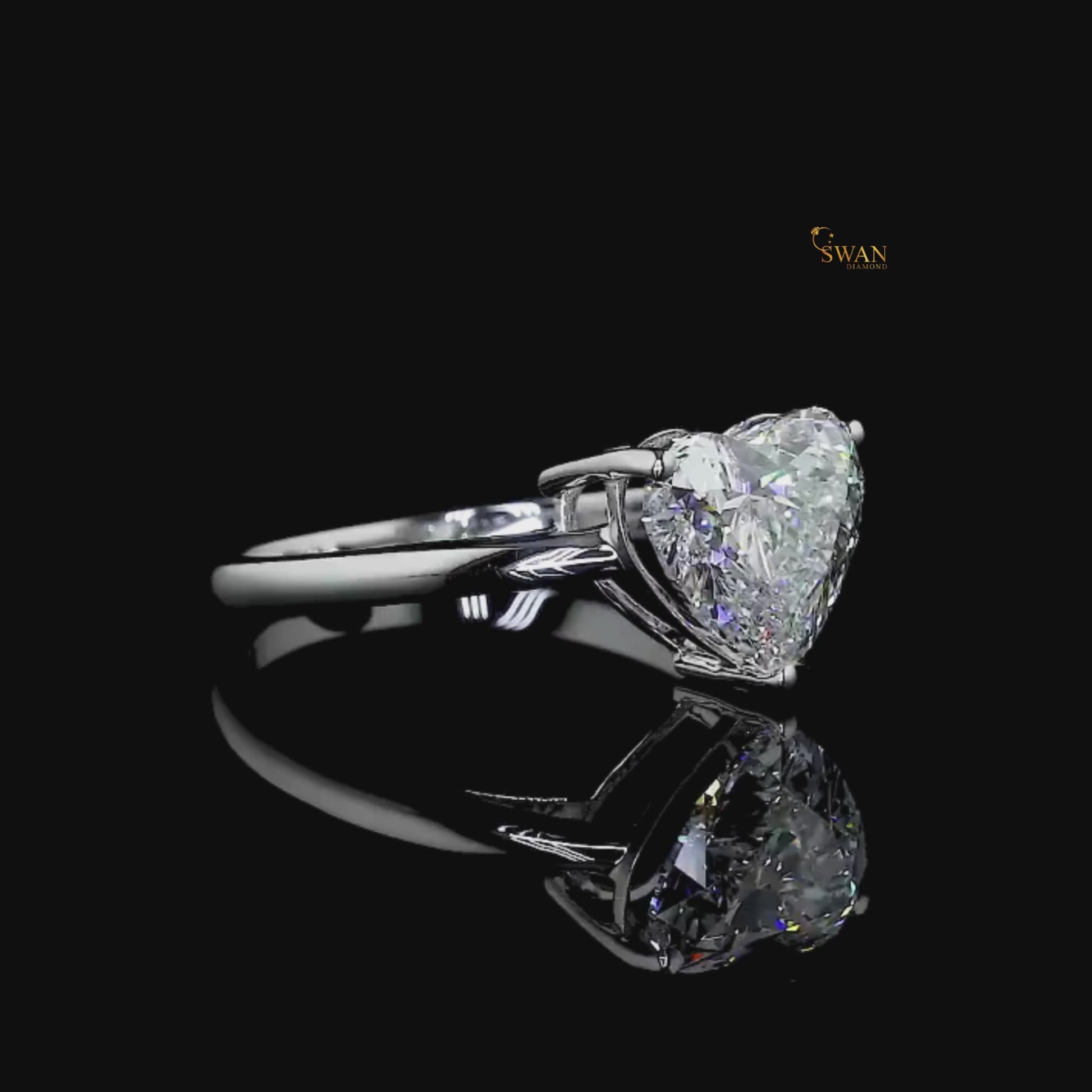 Heart Diamond Engagement Ring White Gold Solitaire Modern Romantic Style Bridal Jewelry Gift for Her swandiamond