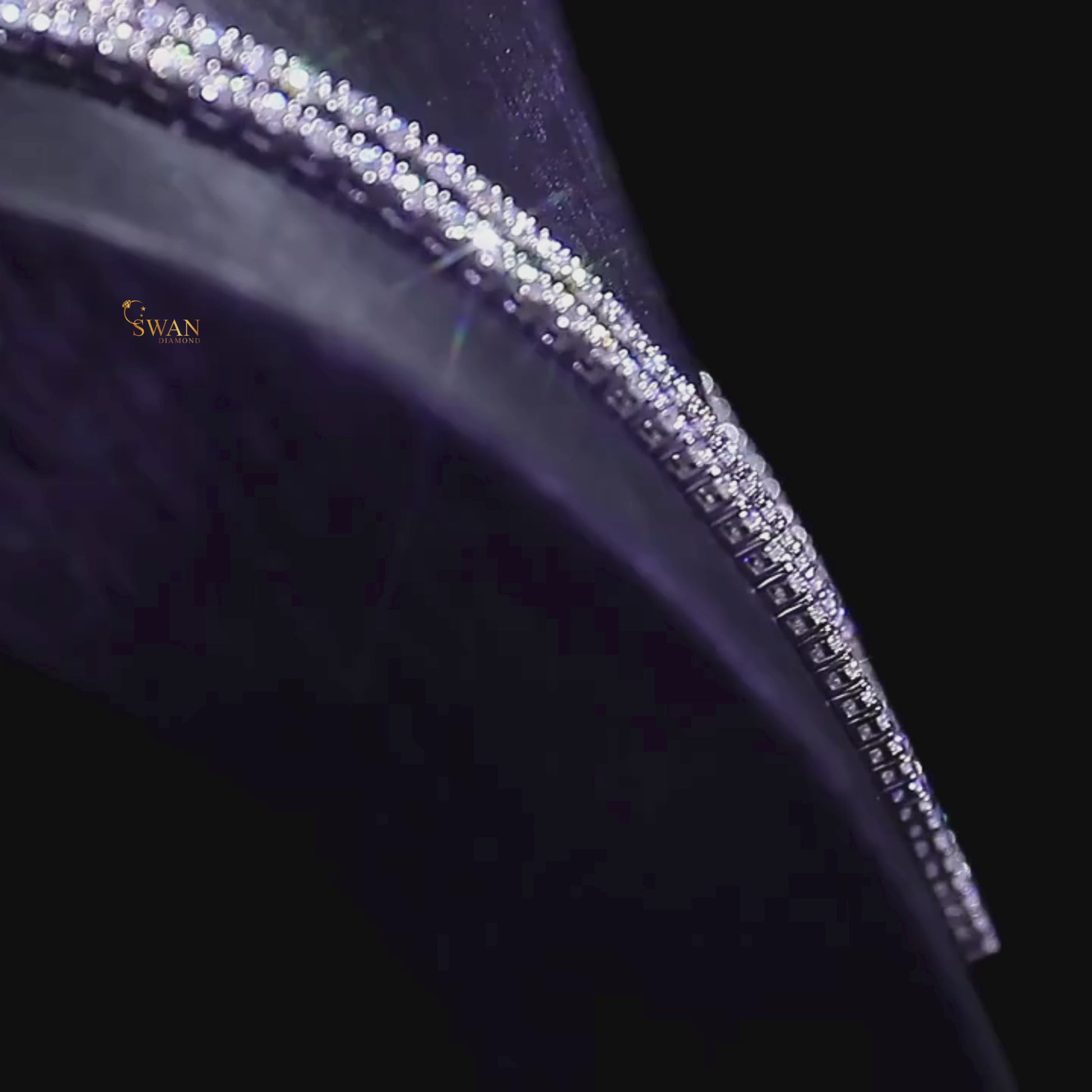 V Shape Diamond Tennis Necklace in White Gold Sparkling Round Cut Stones Elegant Jewelry for Men and Women swandiamond