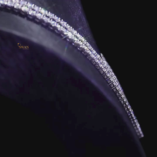 V Shape Diamond Tennis Necklace in White Gold Sparkling Round Cut Stones Elegant Jewelry for Men and Women swandiamond