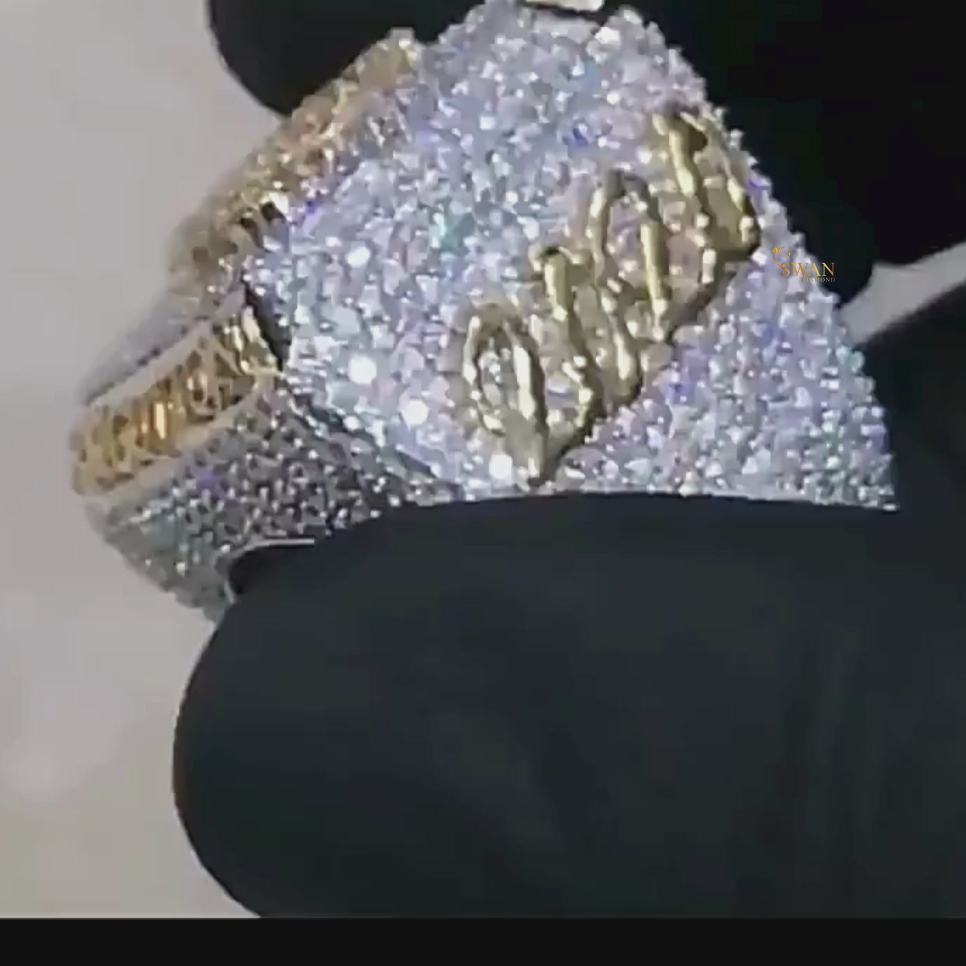 Custom Iced Out Hip Hop Championship Ring Gold Silver Two Tone Statement Jewelry Never Forgotten Mens SwanDiamond