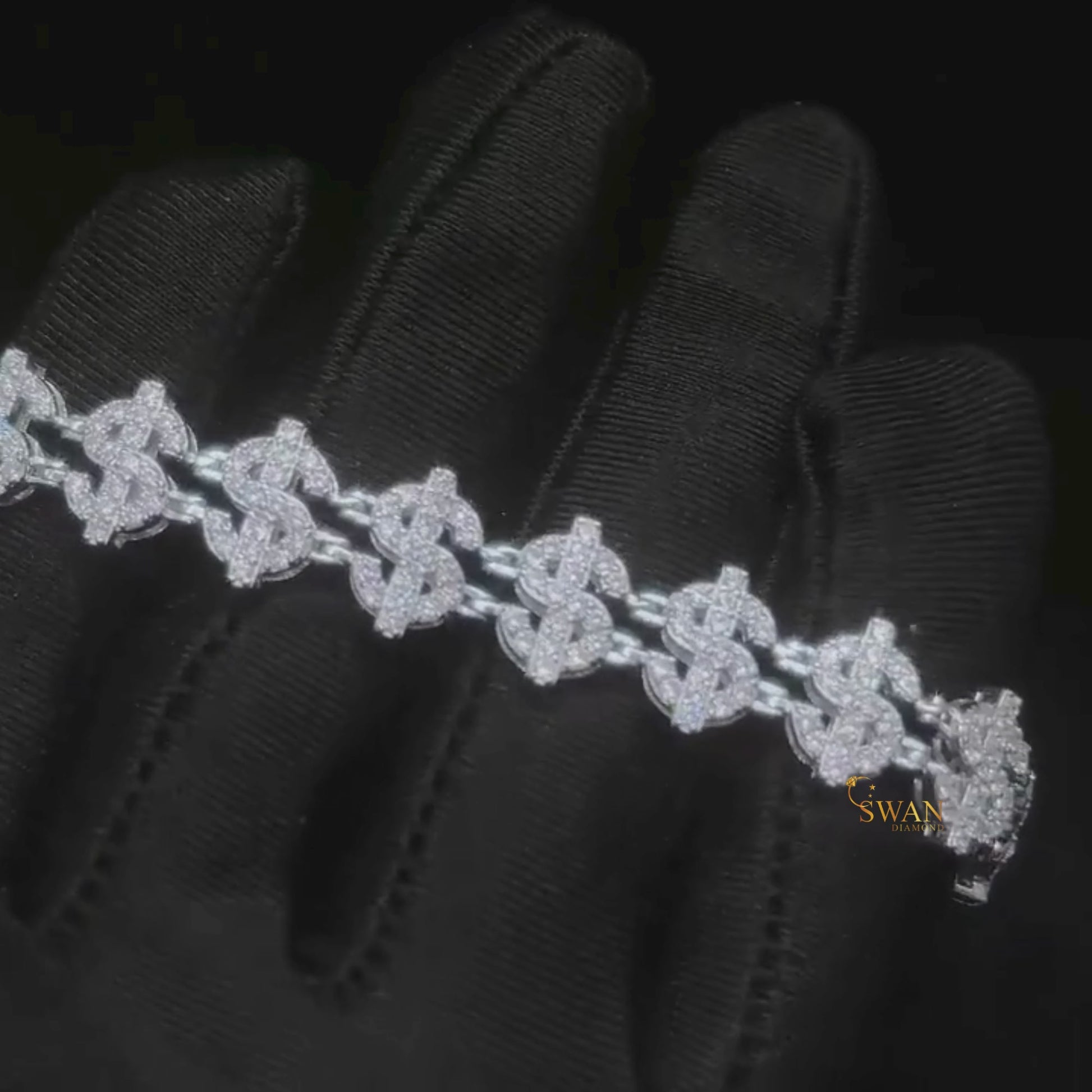 Iced Out Diamond Money and Dollar Sign Bracelets in White Gold and Yellow Gold Sparkling Natural Diamond Hip Hop Luxury Jewelry Gift for Him swandiamond