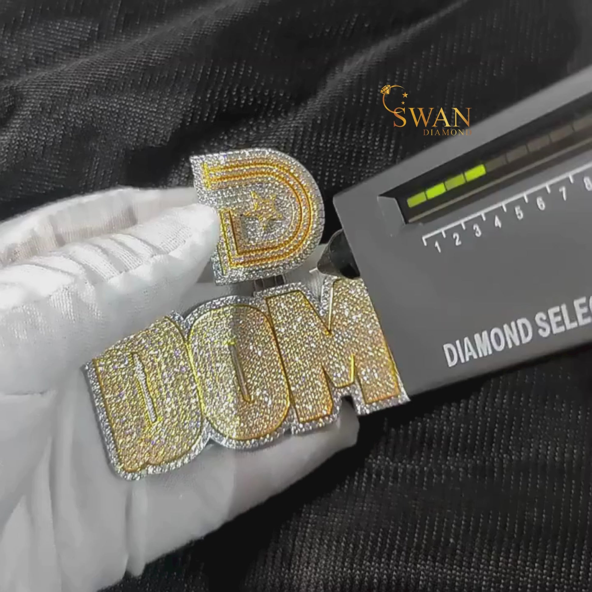 Hip Hop Custom DOMO Name Pendant with Initial Letter D Iced Out Gold and Silver Two Tone Necklace Bling Statement Jewelry for Men swandiamond